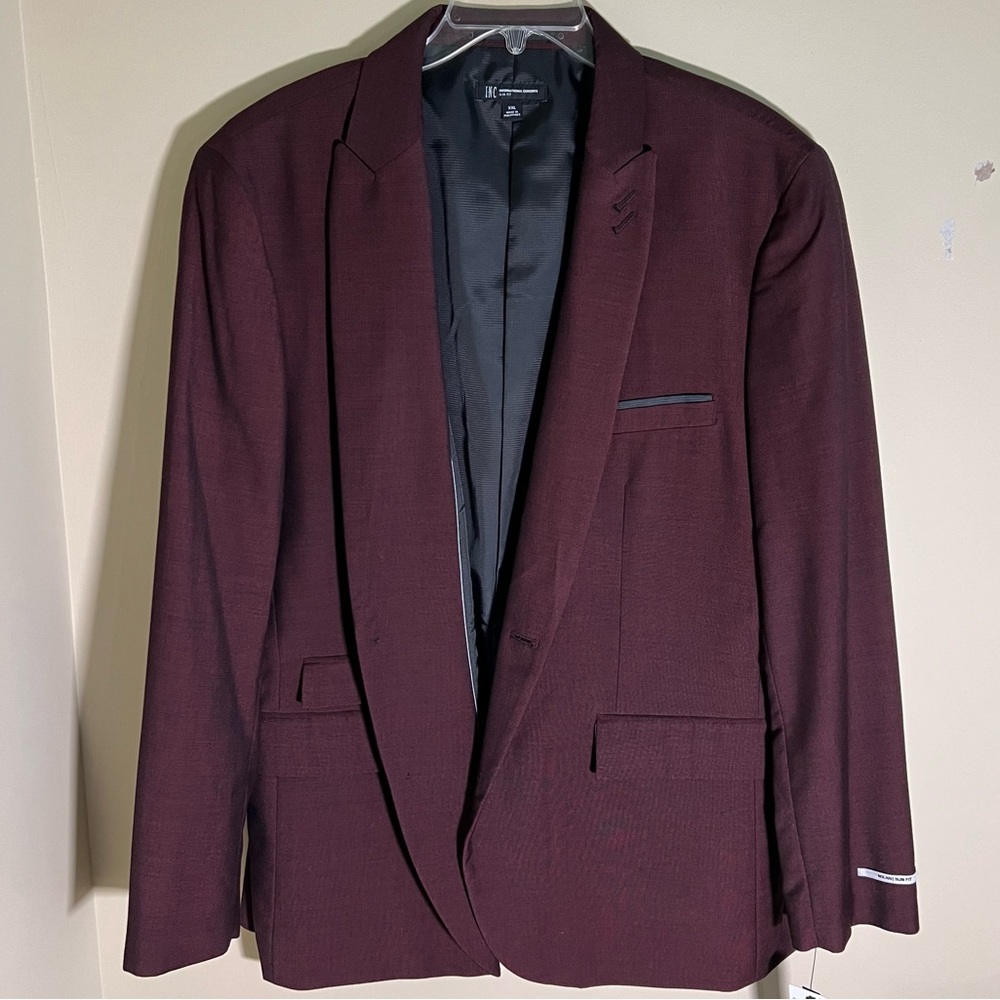 NWT INC International Concepts Men's Burgundy Milan Slim Fit Blazer Jacket